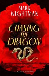 The image of the book cover for Chasing the Dragon by Mark Wightman includes the tagline &#039; A Betancourt Mystery &#039;.

The image has a dark background with a bright red smokey looking cloud taking up most of the area, with a view of a bay with a lot of small boats moored on it at the bottom and the hint of a dark dragon&#039;s face in the centre, the title is superimposed over that in gold italic lettering. Directly below that is a golden long dragon.