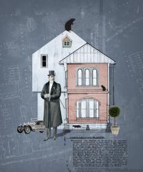 The image of the book cover for The Company of Rats by Sulari Gentill is an image of an elaborately dressed gentleman in front of a large house, with a very fancy 1940&#039;s style car behind him. There are rats around and on parts of the house, and text at the bottom headed Proclamation Plague