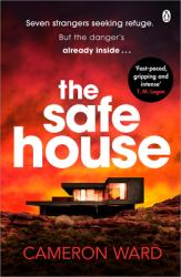 The book cover for The Safe House by Cameron Ward has the tagline &#039;Seven strangers seeking refuge. But the danger&#039;s already inside ...&#039; and a black circular &quot;sticker&quot; which has the quote &#039;Fast-paced, gripping and intense&#039; T.M. Logan

The image is of a large, very modern styled, multi-level house with huge windows lit brightly. It stands in the middle of a scrubby area up on a hill. Behind the house the sky is just like it would look if there was an incoming bushfire. Red and bright orange / yellow hot, with smoke and cloud swirling together.