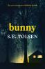 The book cover for Bunny by S.E. Tolsen has the tagline &#039;You can&#039;t outrun your childhood demons&#039; at the top of a cover that&#039;s made up of a brightly lit small house / cabin surrounded by tall dark trees. There&#039;s a glow coming from somewhere behind the building, otherwise everything is dark, foggy and creepy.