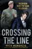 The book cover for Crossing the Line by Nick McKenzie includes the tagline &#039;The explosive inside story behind the headlines&#039; and a note after the author&#039;s name &#039;Walkley Award-Winning Investigative Journalist&#039;

The background of the image is textured black / grey with, at the top left, an image of the upper body of Roberts-Smith in full uniform, hands in his pockets he&#039;s smiling slightly. Lower down, on the right, there&#039;s an image of the same man, in a blue suit, white shirt, no tie, head down he&#039;s looking towards the ground, worried or frowning expression on his face.