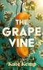 The book cover of The Grapevine by Kate Kemp is made up of an old fashioned telephone handset which is orangey/yellow in colour. It&#039;s hanging by its cord in front of an elaborate pattern of vine leaves etched out in yellow green and white against a blue green background.