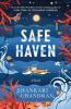 The book cover for Safe Haven by Shankari Chandran includes the taglines &#039;A Novel&#039; and &#039;From the Miles Franklin Award-winning author of Chai Time at Cinnamon Gardens&#039;

The image is a beautiful montage of layers of blue wavy water upwards on the image until the top which has a night, starry sky with a full moon in the centre. The outside edges have images of red, orange seaweed with various things hanging from pieces - handcuffs, swimming goggles. There&#039;s strands of barbed wire woven through that. In the centre, below the title which has the waves of the layers blended over the top of large white lettering, there is a small boat, with a bow wave around it. There are fish, flowers and a sea bed at the bottom.